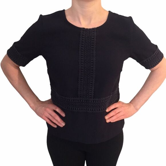 Ann Taylor Navy Embroidered Blouse - Picture 5 of 16